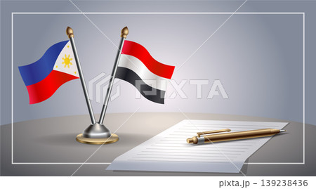 Small national flag of Philippine and Yemen flag Relation, Template Vector Illustration 139238436