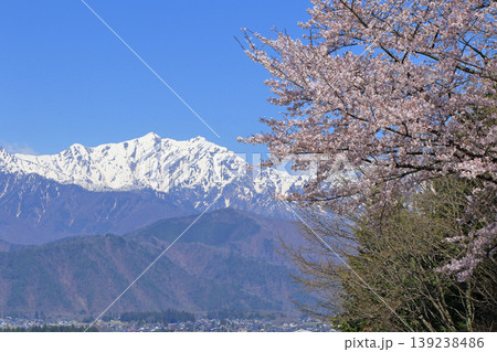 信濃大町の春 桜と残雪の北アルプス 信濃大町の春 桜と残雪の北アルプス 139238486