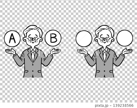 選項 A 和 B：公司資深總裁，上半身，向量圖（單色） 139238566