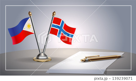 Small national flag of Philippine and Norway flag Relation, Template Vector Illustration Small national flag of Philippine and Norway flag Relation, Template Vector Illustration 139239071