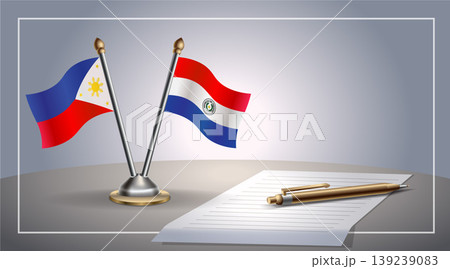 Small national flag of Philippine and Paraguay flag Relation, Template Vector Illustration Small national flag of Philippine and Paraguay flag Relation, Template Vector Illustration 139239083