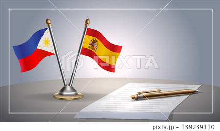 Small national flag of Philippine and Spain flag Relation, Template Vector Illustration 139239110