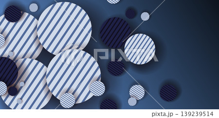 Abstract blue geometric background with 3D circles and stripes. Modern vector backdrop with paper cut effect for business and tech design Abstract blue geometric background with 3D circles and stripes. Modern vector backdrop with paper cut effect for business and tech design 139239514