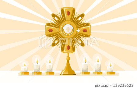 Monstrance on altar with candles for Corpus Christi 139239522