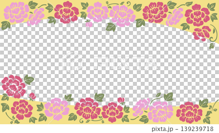 Japanese Peony Pattern Frame, 16:9 Vector, Transparent Background, Suitable for Banners and Videos Japanese Peony Pattern Frame, 16:9 Vector, Transparent Background, Suitable for Banners and Videos 139239718