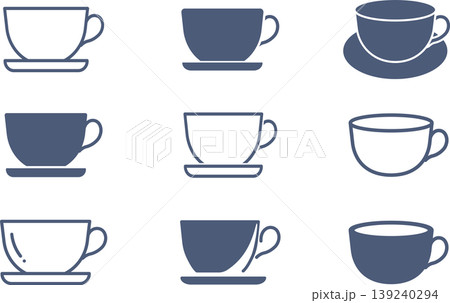 様々なデザインのコーヒーカップのアイコン素材セット 様々なデザインのコーヒーカップのアイコン素材セット 139240294