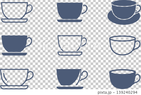 様々なデザインのコーヒーカップのアイコン素材セット 様々なデザインのコーヒーカップのアイコン素材セット 139240294