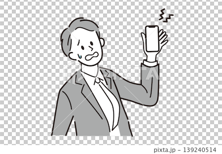電話を持って焦っているビジネスマン 139240514