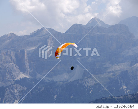 paragliding in dolomites mountains paragliding in dolomites mountains 139240564