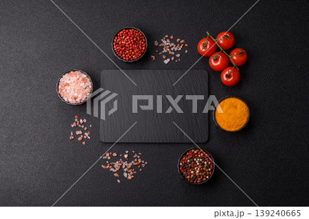 A blank slate board on a dark background for Asian food. A blank slate board A blank slate board on a dark background for Asian food. A blank slate board 139240665