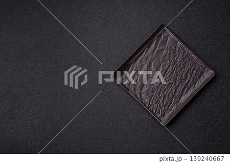 A blank slate board on a dark background for Asian food. A blank slate board A blank slate board on a dark background for Asian food. A blank slate board 139240667