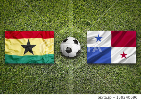Ghana vs. Panama flags on a soccer field Ghana vs. Panama flags on a soccer field 139240690