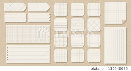 ベージュの升目シームレスベクターメモパターンセット 139240956