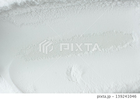 Soda powder sodium bicarbonate surface. Abstract white background with space for text. 139241046