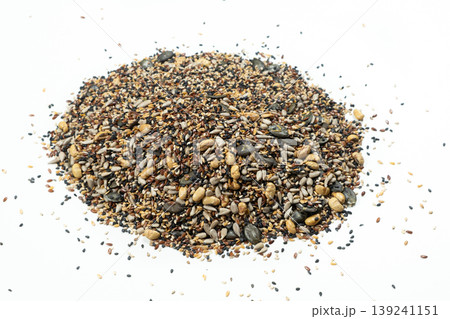 Pile of mixed healthy seeds isolated on white background 139241151