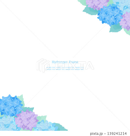 青と紫の紫陽花の涼しげな和風水彩フレーム 対角線配置 背景素材 正方形 青と紫の紫陽花の涼しげな和風水彩フレーム 対角線配置 背景素材 正方形 139241214