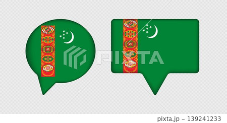 Flag of Turkmenistan in speech bubble. Flag of Turkmenistan in speech bubble. 139241233