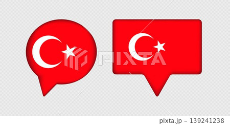 Flag of Turkey in speech bubble. Flag of Turkey in speech bubble. 139241238
