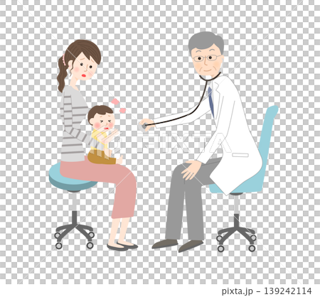体調不良の赤ちゃんを診察する医師 139242114