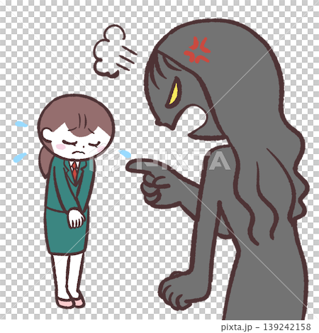 Illustration of a person yelling at an office worker 139242158