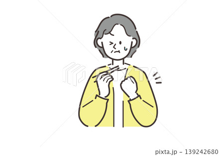 食べ物を喉に詰まらせて苦しむ高齢女性のイラスト 食べ物を喉に詰まらせて苦しむ高齢女性のイラスト 139242680