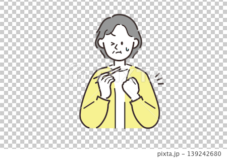 食べ物を喉に詰まらせて苦しむ高齢女性のイラスト 食べ物を喉に詰まらせて苦しむ高齢女性のイラスト 139242680
