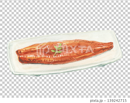用水彩繪製的烤鰻魚插圖。 用水彩繪製的烤鰻魚插圖。 139242715