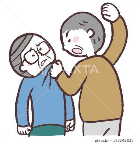 殴りかかるシニア男性のイラスト 139242825