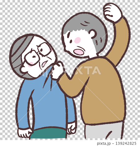 殴りかかるシニア男性のイラスト 139242825