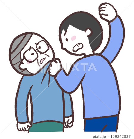 シニア男性に殴りかかる男性のイラスト 139242827