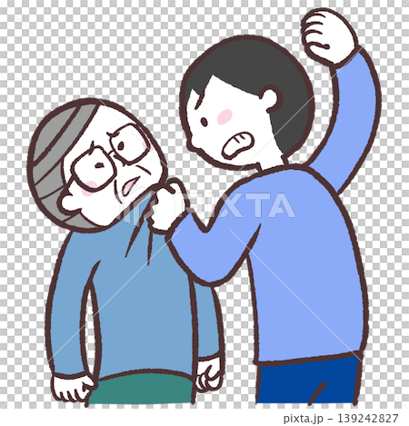 插圖描繪了一名男子襲擊老年男子的場景。 插圖描繪了一名男子襲擊老年男子的場景。 139242827