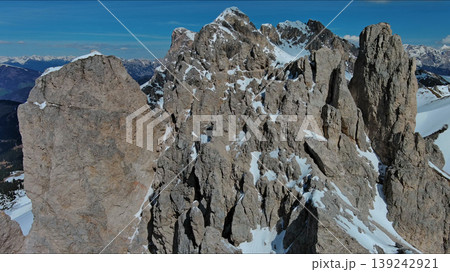 Majestic rocky mountains in snow Alps Dolomites Majestic rocky mountains in snow Alps Dolomites 139242921