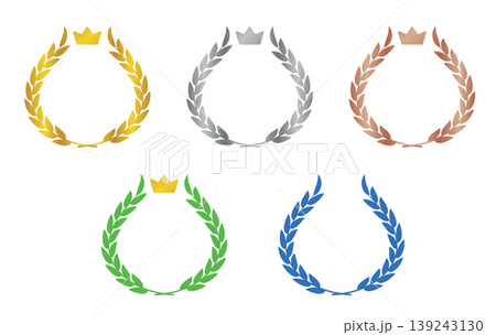 シンプルで使いやすい月桂冠フレームのカラーバリエーション|ロゴ、アイコン、クオリティ表示 シンプルで使いやすい月桂冠フレームのカラーバリエーション|ロゴ、アイコン、クオリティ表示 139243130
