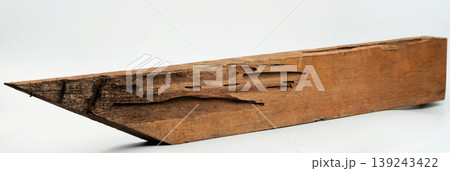 Damaged wooden plank isolated 139243422