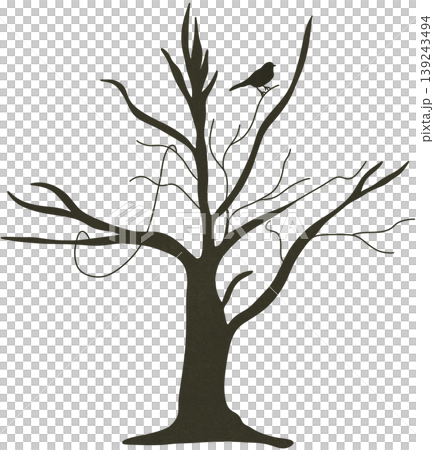 dead tree with one bird dead tree with one bird 139243494