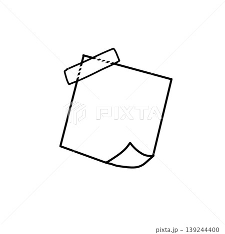Sticky note sketch, blank memo paper sticker with adhesive tape doodle. Message reminder page icon, office post note board, notice paper element black outline isolated. Sticky note page Sticky note sketch, blank memo paper sticker with adhesive tape doodle. Message reminder page icon, office post note board, notice paper element black outline isolated. Sticky note page 139244400