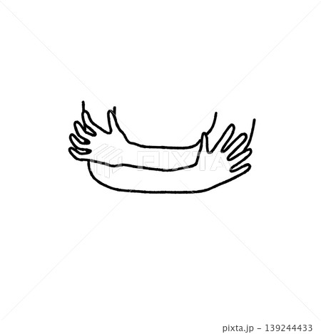 Hugging hands, hand drawn doodle arm hug, support and love gesture sketch. Minimalist line art embracing silhouette, care friendship symbol, human touch outline ink. Hugging hands concept Hugging hands, hand drawn doodle arm hug, support and love gesture sketch. Minimalist line art embracing silhouette, care friendship symbol, human touch outline ink. Hugging hands concept 139244433