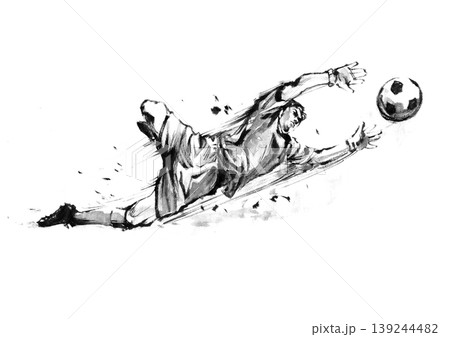 墨絵サッカーゴールキーパー 139244482