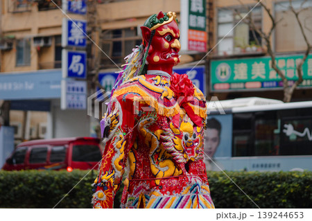 Red Qianli Yan Deity Statue Close Up at Mazu Pilgrimage Parade Neihu Taipei Red Qianli Yan Deity Statue Close Up at Mazu Pilgrimage Parade Neihu Taipei 139244653