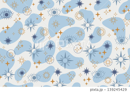 Blue and white stars and sparks seamless pattern vector 139245429