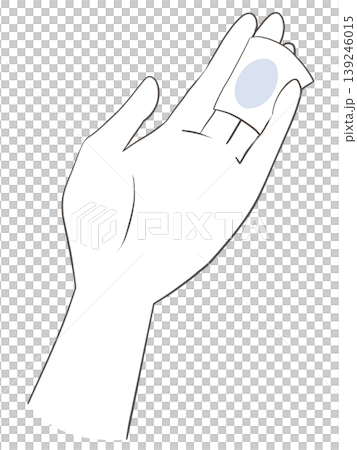 Place a cotton pad on your hand and apply lotion. Place a cotton pad on your hand and apply lotion. 139246015