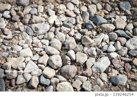 Display of organically hued river rocks with captivating textures in abstract artistic scene 139246254