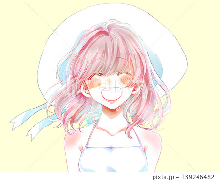 笑顔で泣く夏の女性 笑顔で泣く夏の女性 139246482