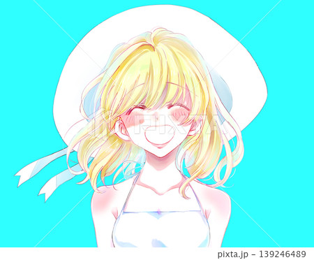 笑顔の夏の女性 金髪 帽子 笑顔の夏の女性 金髪 帽子 139246489