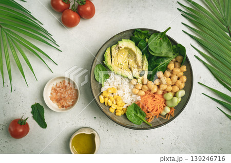 Poke bowl with shrimps 139246716