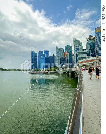 Panoramic view of Singapore from Marina Bay, a complete overview of modern skyscrapers, Singapore's iconic cityscape Panoramic view of Singapore from Marina Bay, a complete overview of modern skyscrapers, Singapore's iconic cityscape 139246988