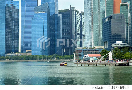 Panoramic view of Singapore from Marina Bay, a complete overview of modern skyscrapers, Singapore's iconic cityscape Panoramic view of Singapore from Marina Bay, a complete overview of modern skyscrapers, Singapore's iconic cityscape 139246992