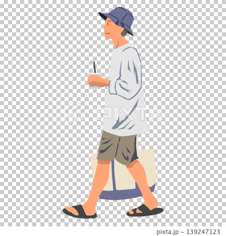 一個穿著休閒的男人正在行走 139247123