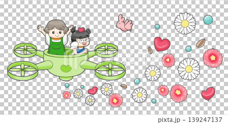 孩子們從無人機上撒花 139247137