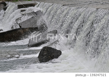 河川の氾濫　増水　溢水　越水　A river overflows 139247321